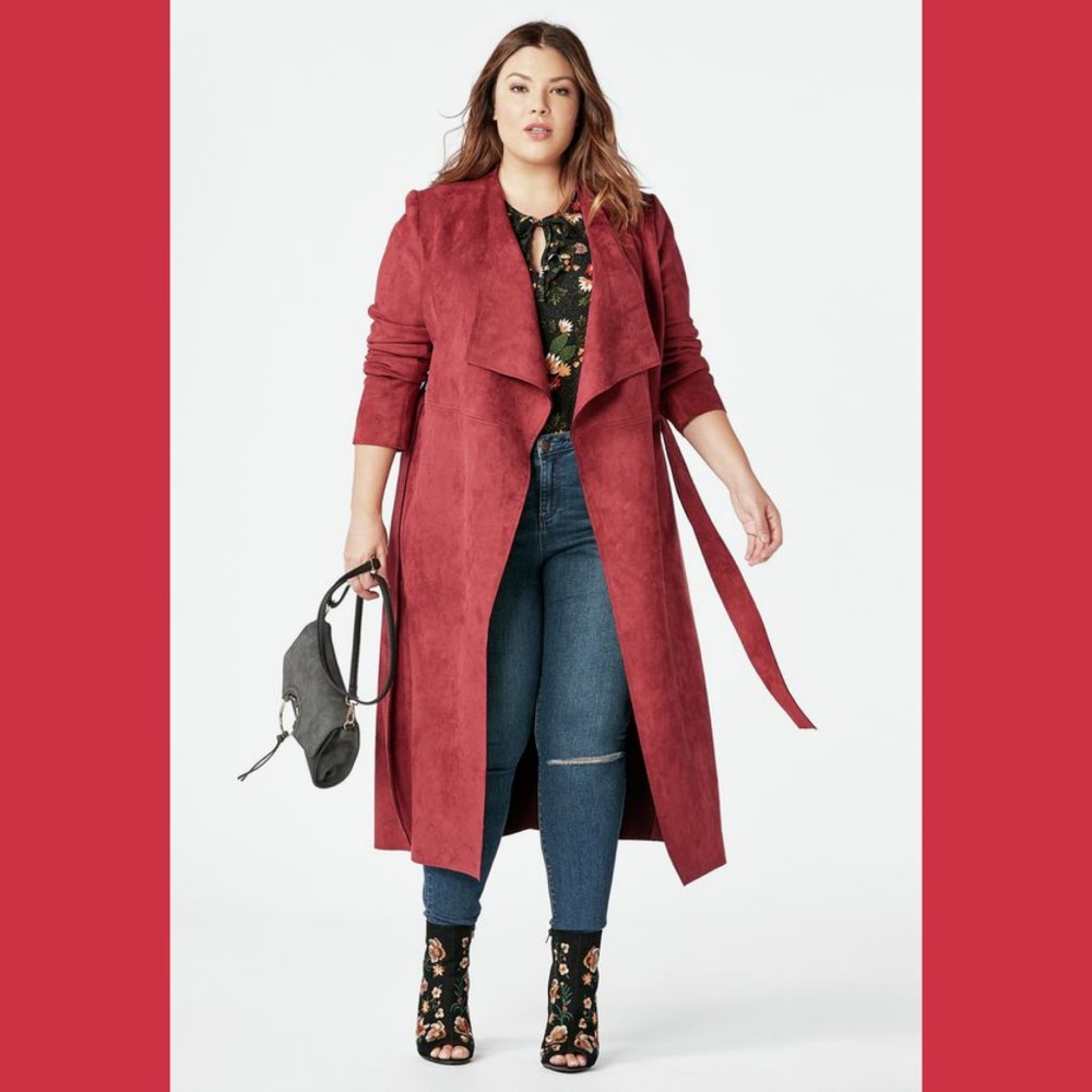 Faux Suede Trench coat